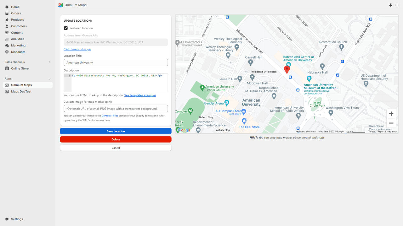 Omnium Maps, Standorteditor