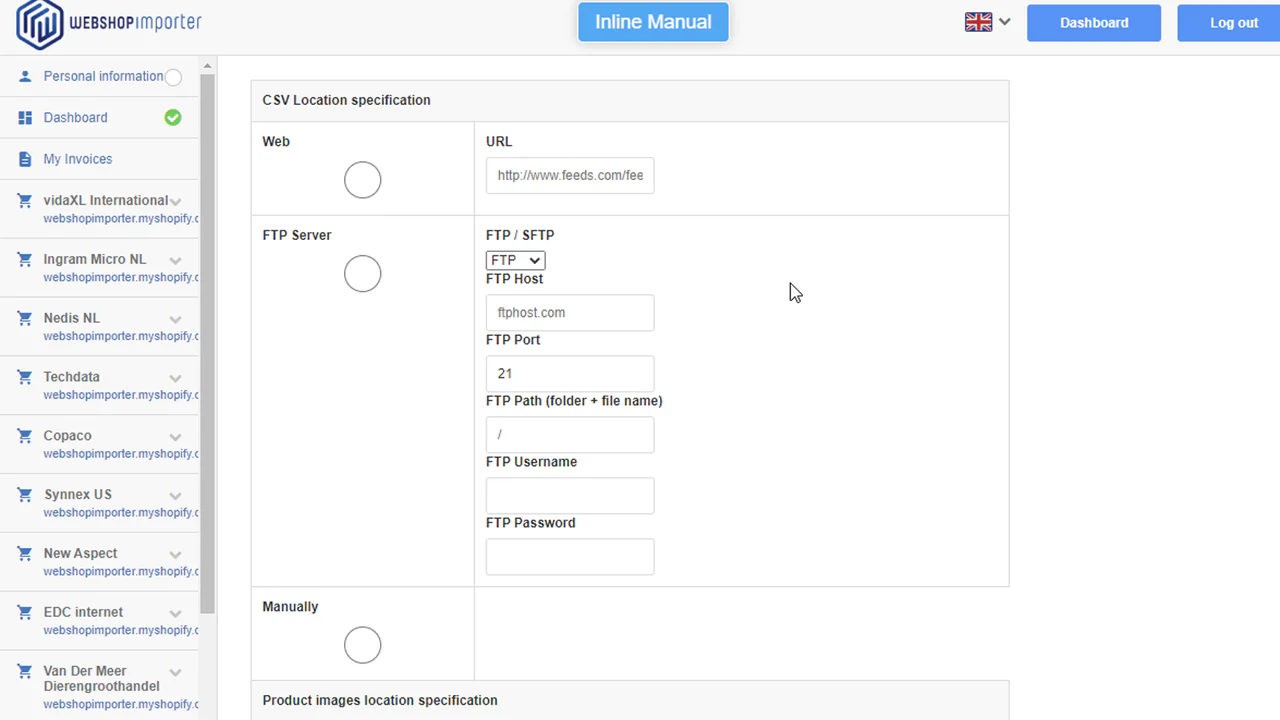 Easy set your FTP and images location