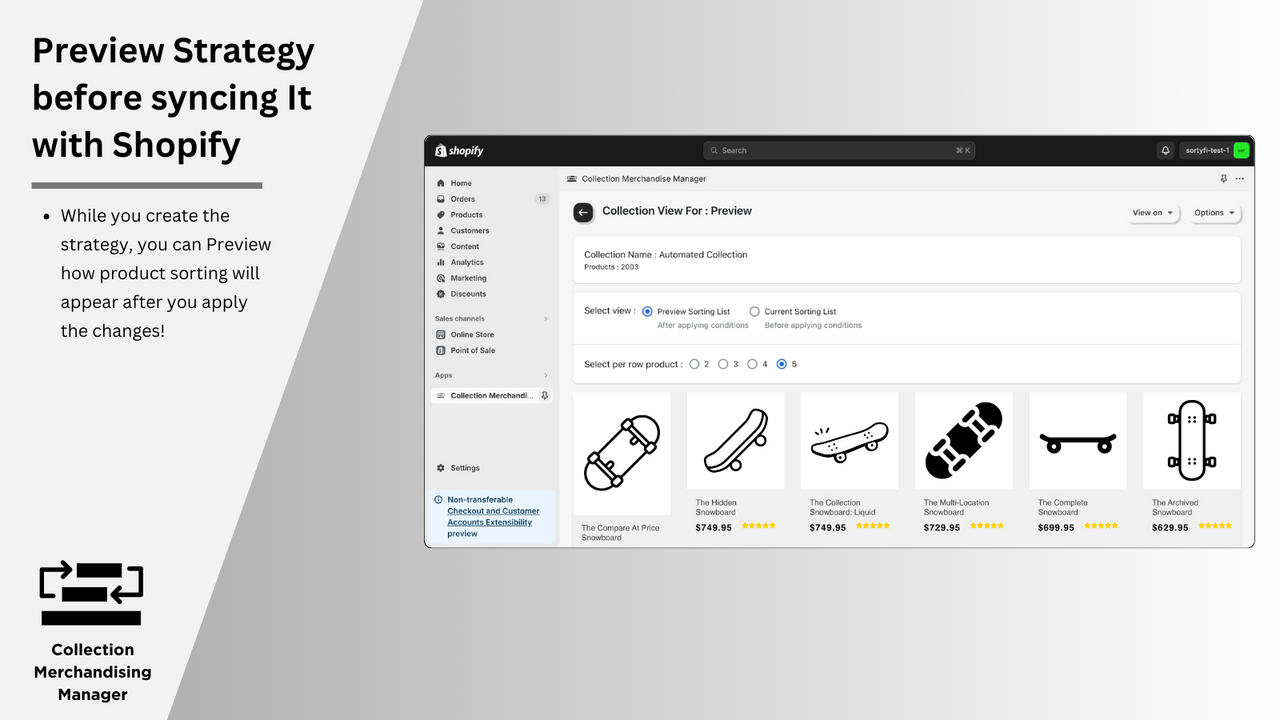 Visualize a Estratégia antes de sincronizá-la com o Shopify