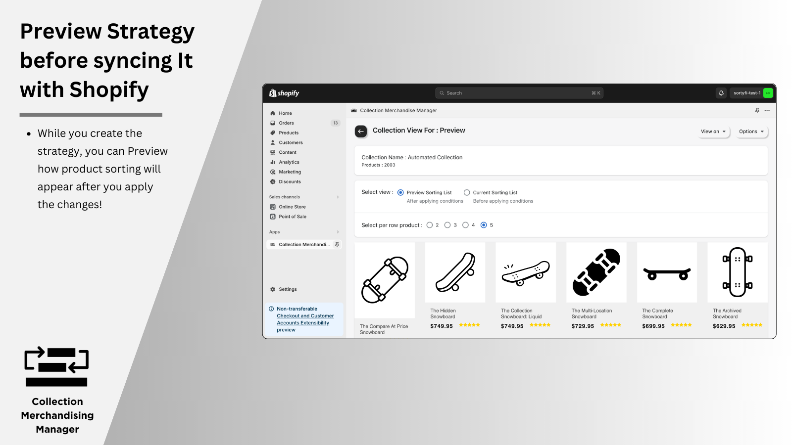 Visualize a Estratégia antes de sincronizá-la com o Shopify