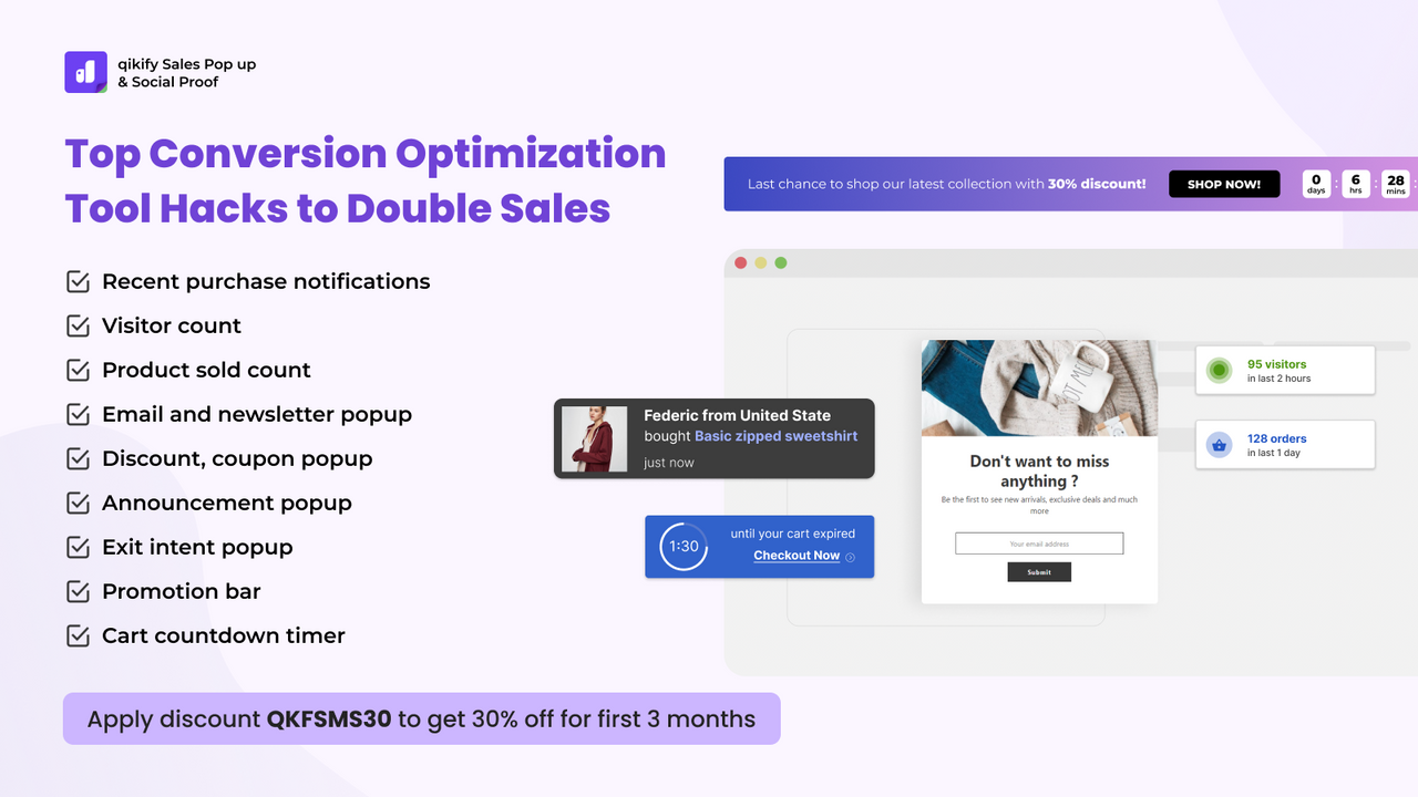 qikify Sales Pop up, Social Proof to increase sales in BFCM