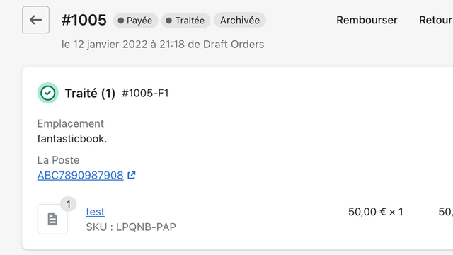 Faites remonter le tracking de vos commandes fantasticbook.