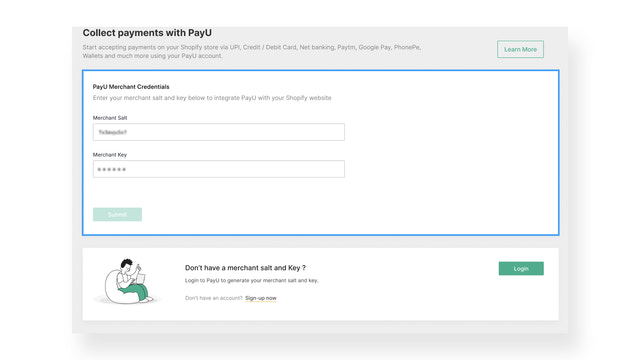 Skicka in din nyckel och salt för att börja använda PayU på din webbplats
