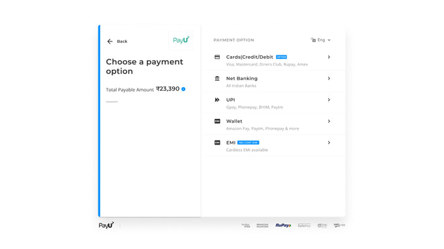 PayU Checkout-pagina voor eindklant op handelaarswebsite