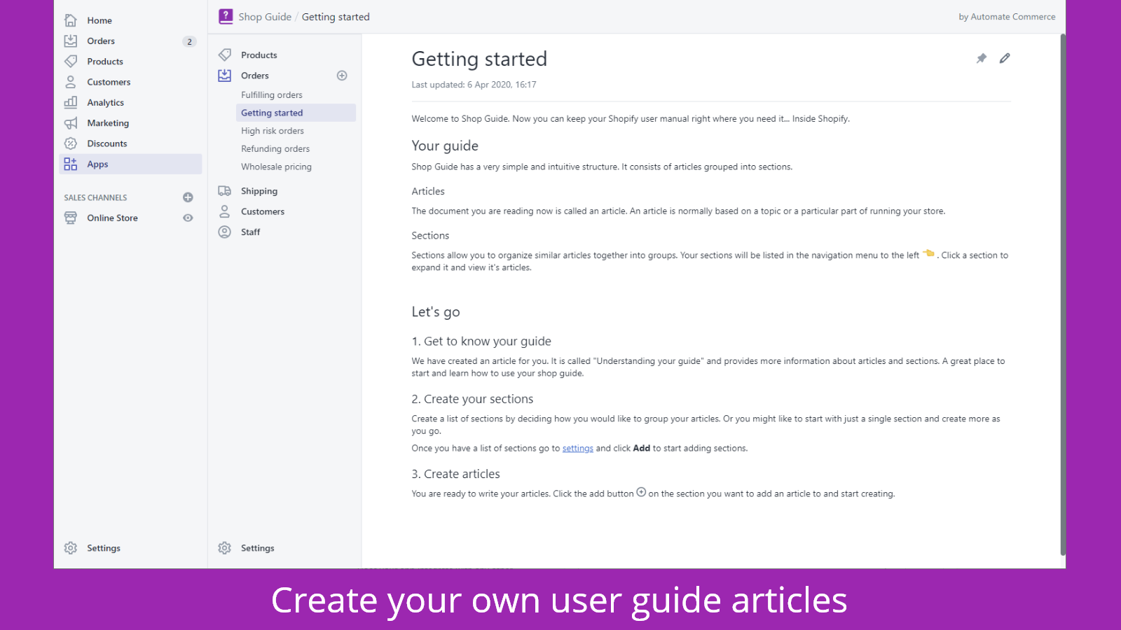 Handbook ‑ Shop User Guide Screenshot