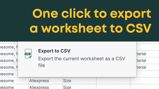 Et-klik regneark eksport til CSV