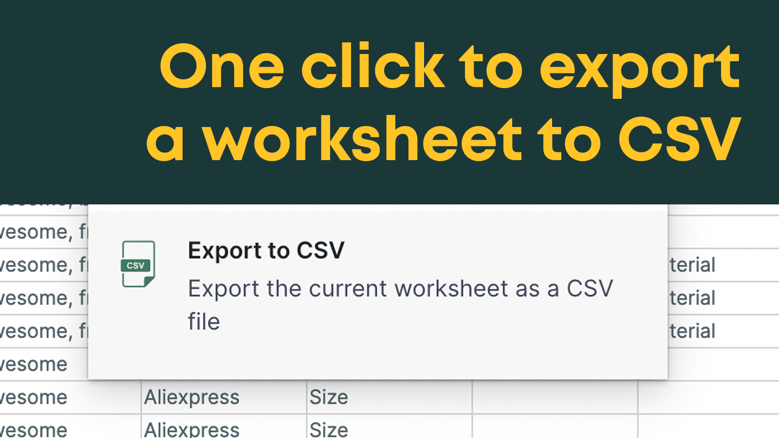 Exportation en un clic de la feuille de travail vers CSV