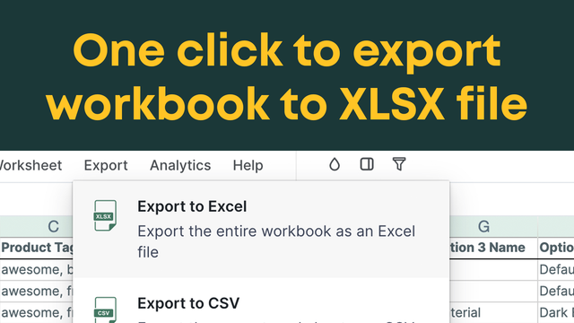 Exportación completa del libro de trabajo a XLSX, con imágenes y formato