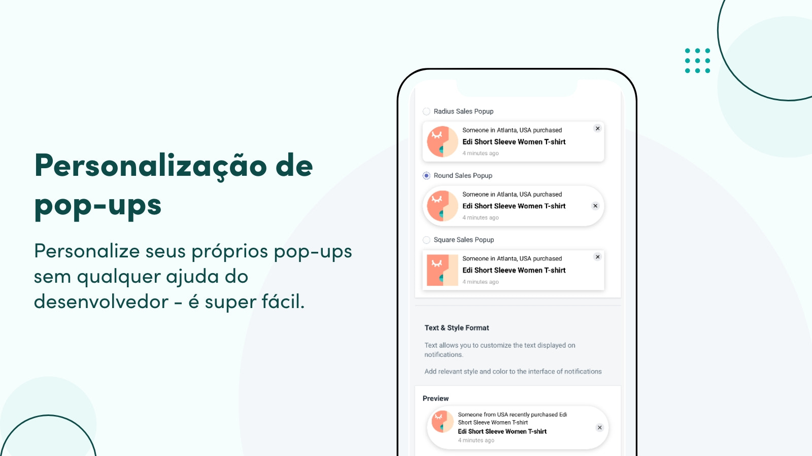 Personalização de pop-ups