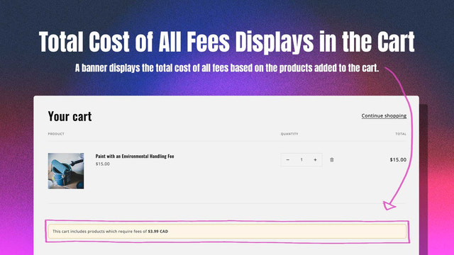 cart page showing total cost of matching fees