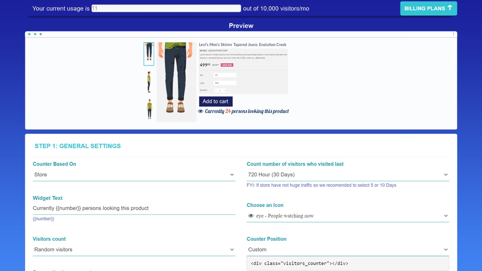 Configuration du compteur de visiteurs