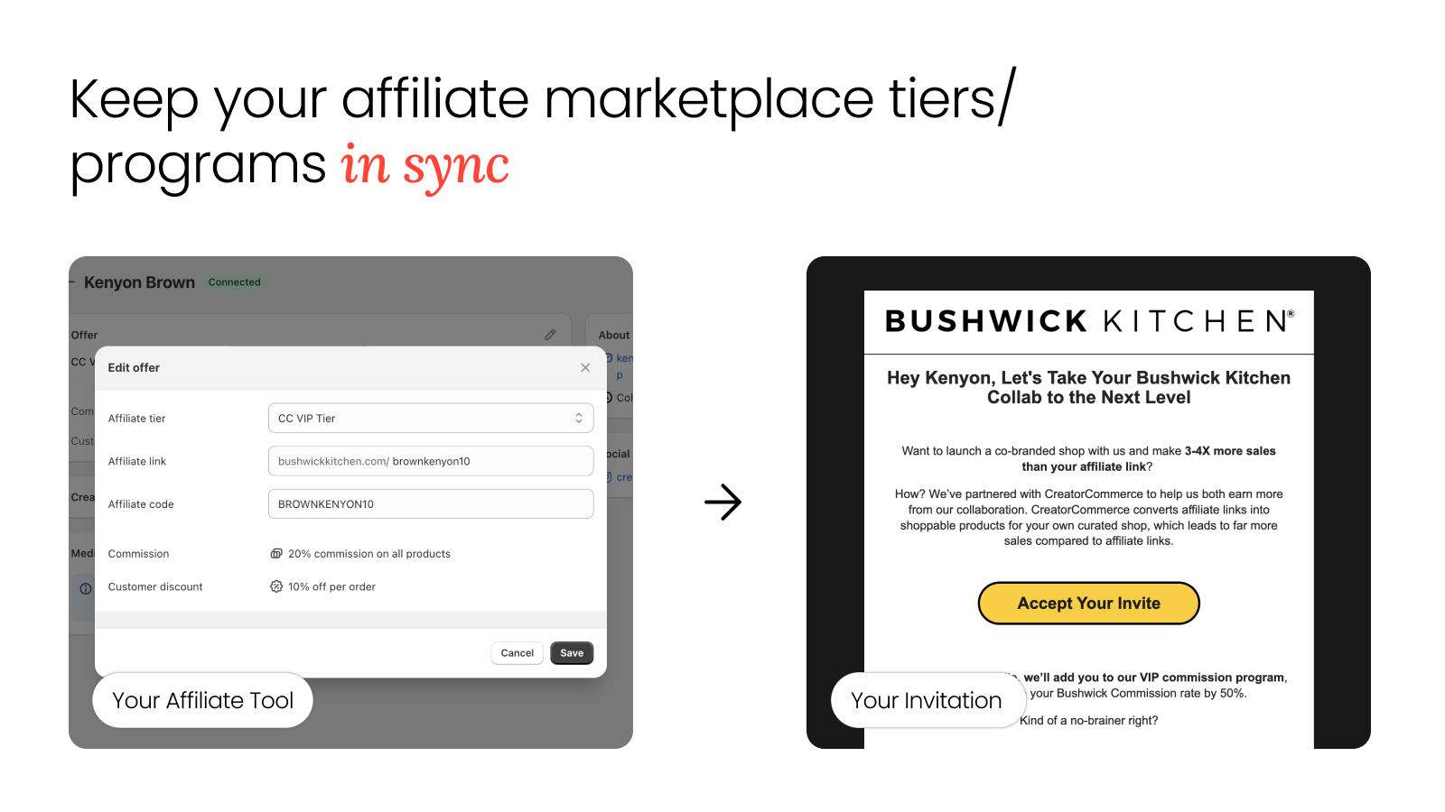 Synchronisez les outils d'affiliation