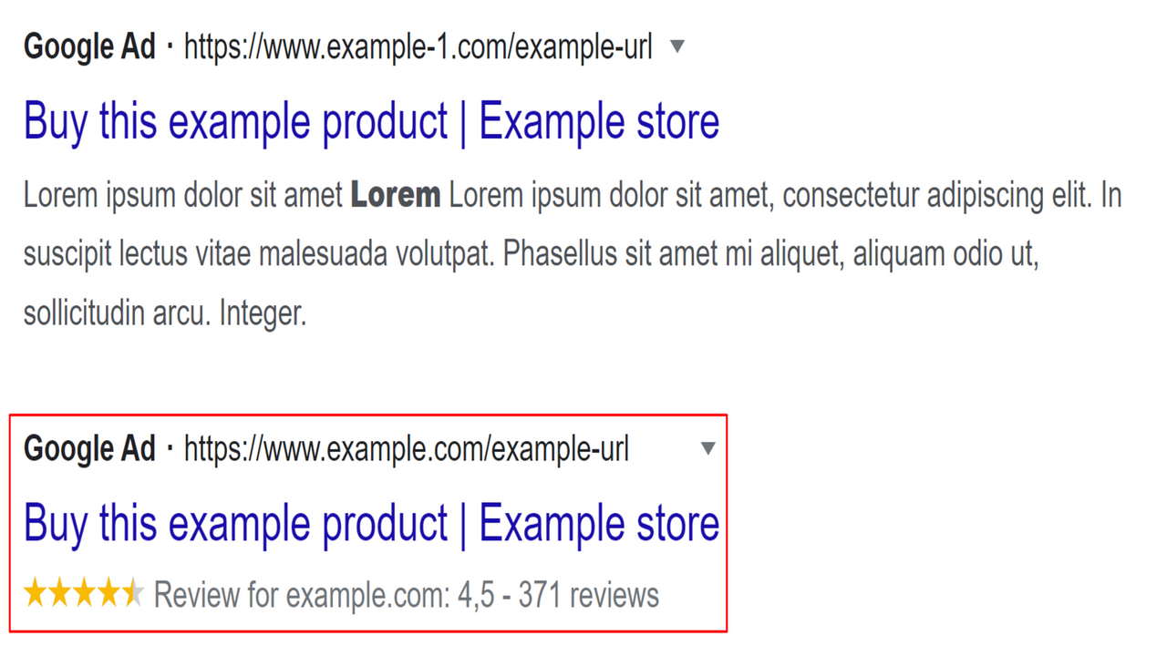 Possible result in Google Ad's with stars