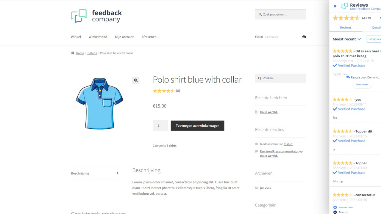 Productpage review feedback company shopify SLIDER
