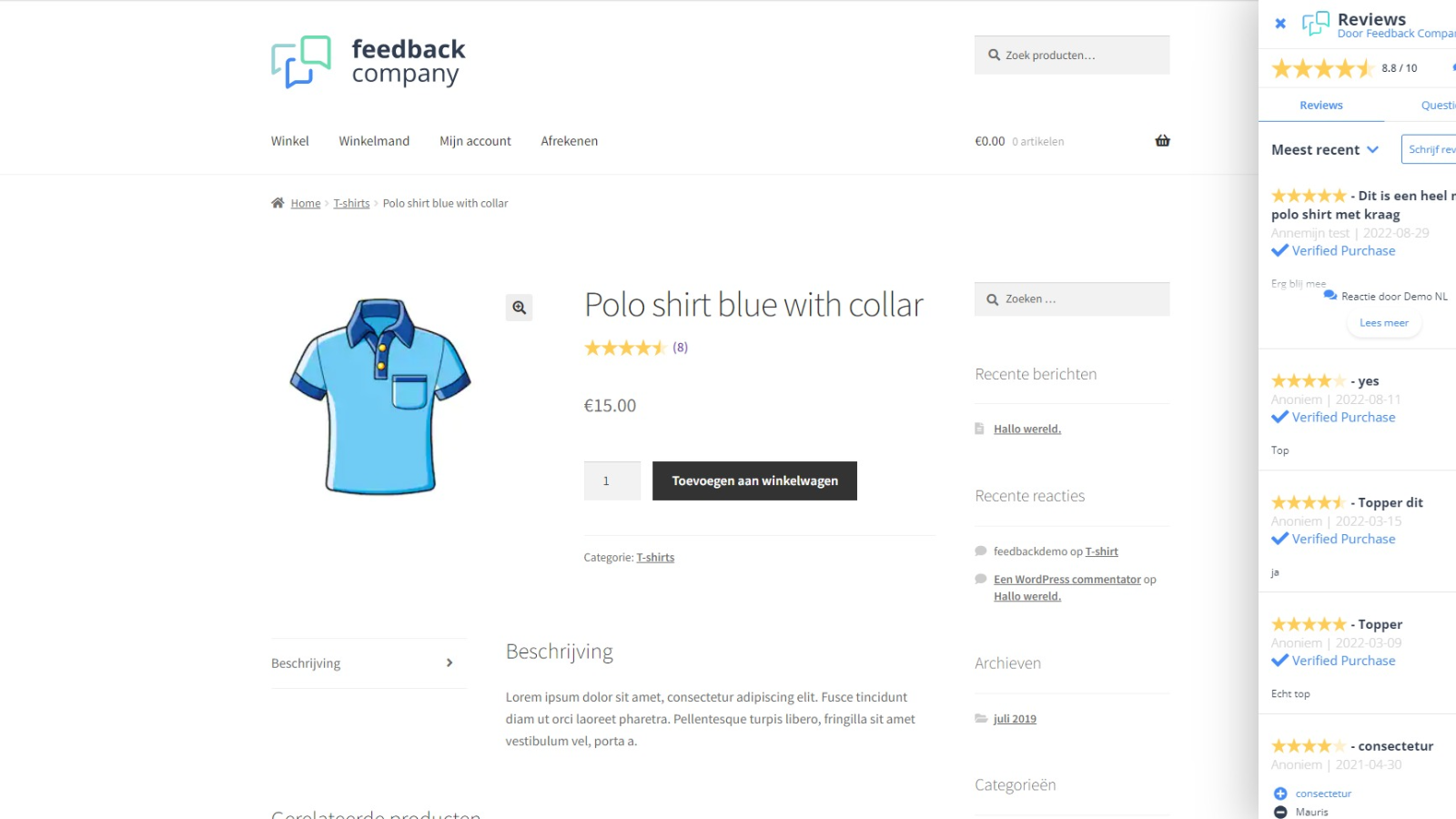 Productpage review feedback company shopify SLIDER