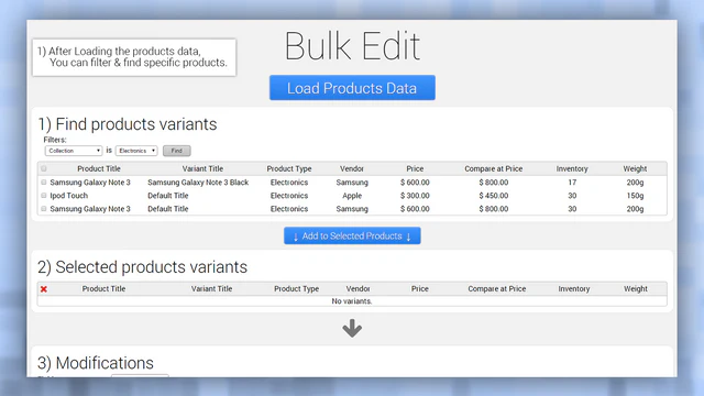 Admin panel step 1, find product variants