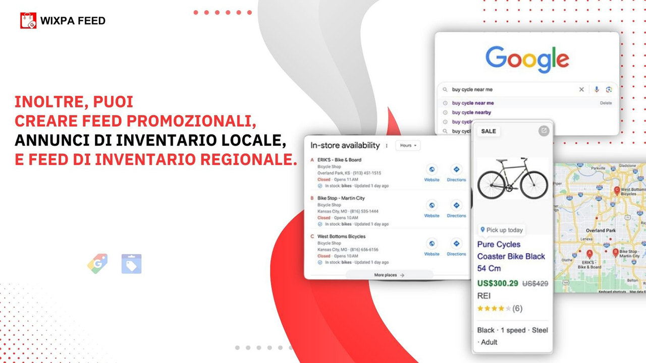 Google Shopping, Inventario locale, Acquista su Google, Bing/Fac