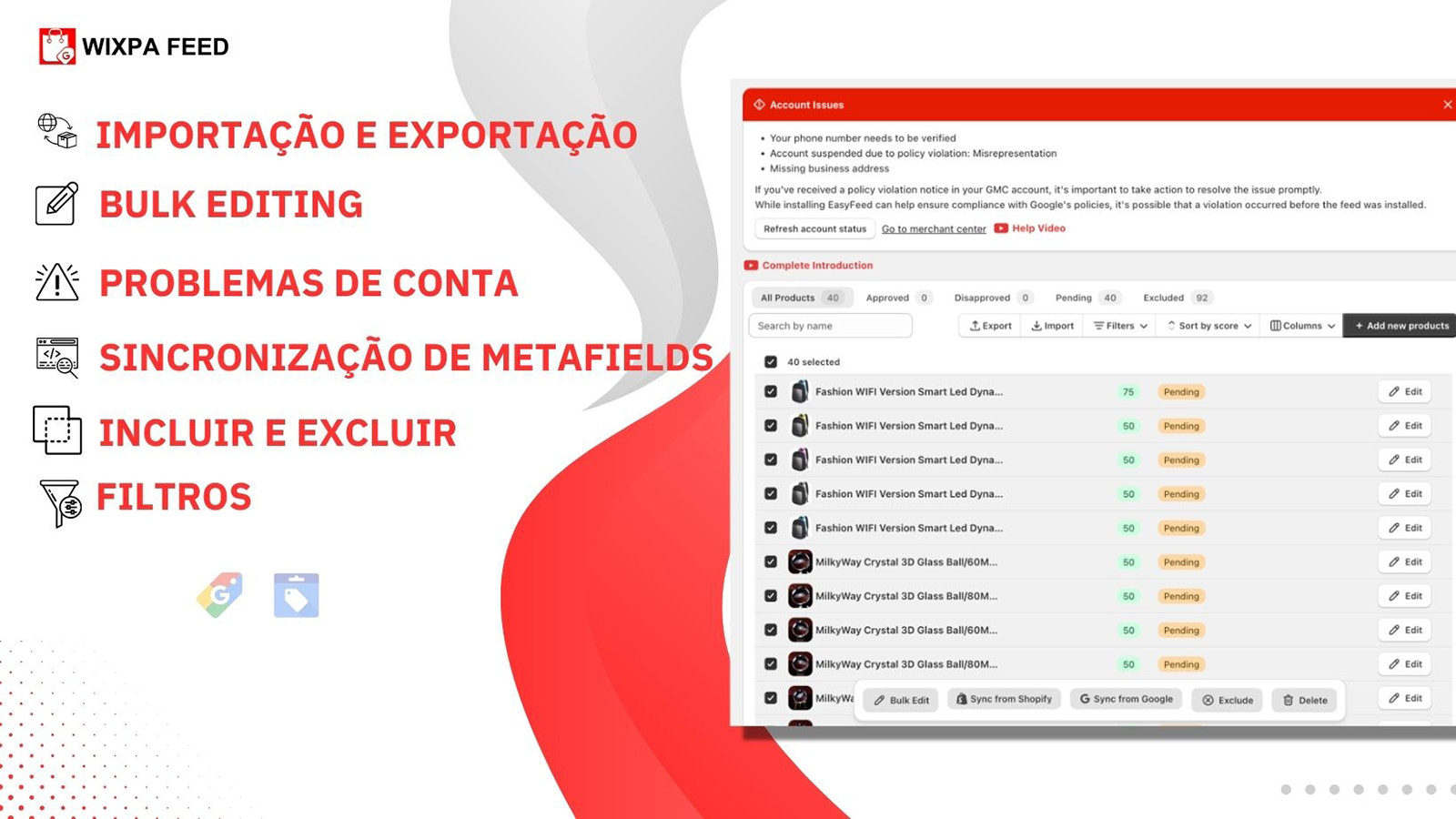 Google Feed XML, Canal do Google, Feed de Produtos do Pinterest,