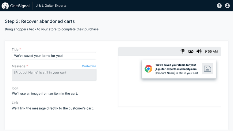 Web Push ‑ Free Abandoned Cart Screenshot