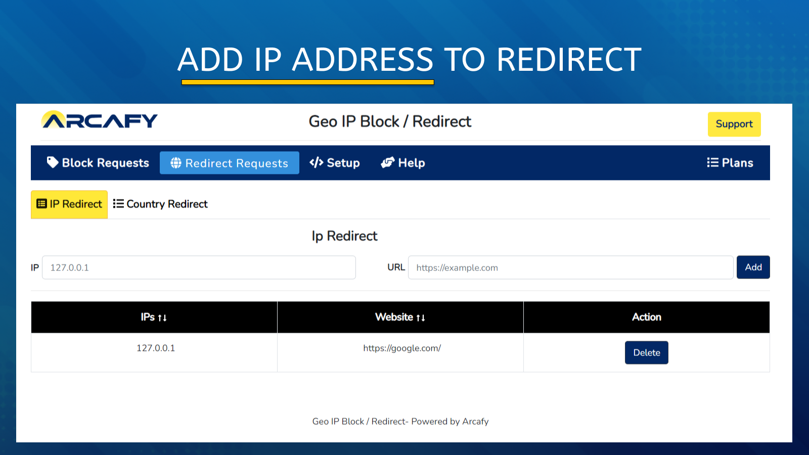 Add IP to Redirect 