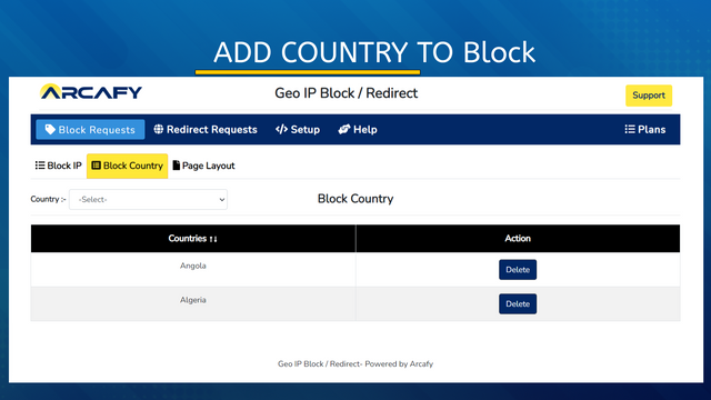 Ajouter un pays à bloquer