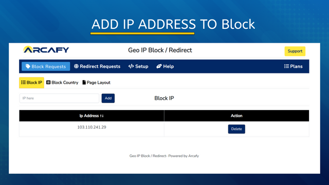 Adicionar IP para Bloquear