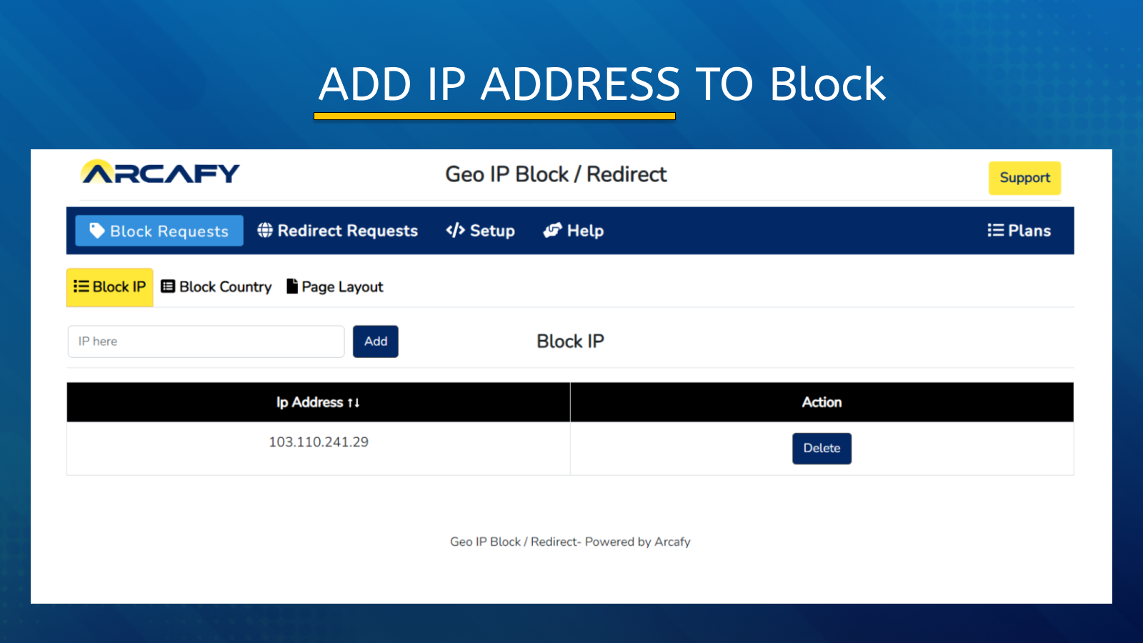 Adicionar IP para Bloquear