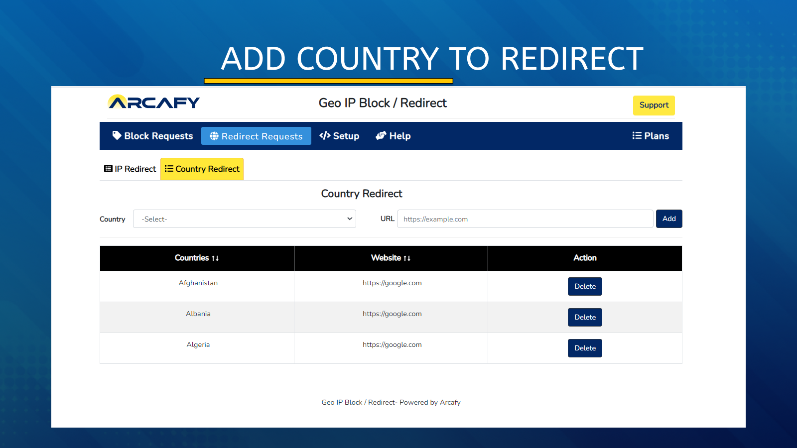 Add Country to Redirect 