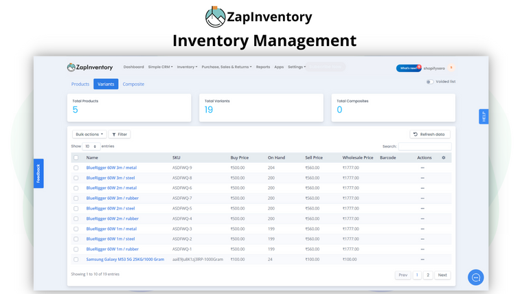 ZapInventory Screenshot