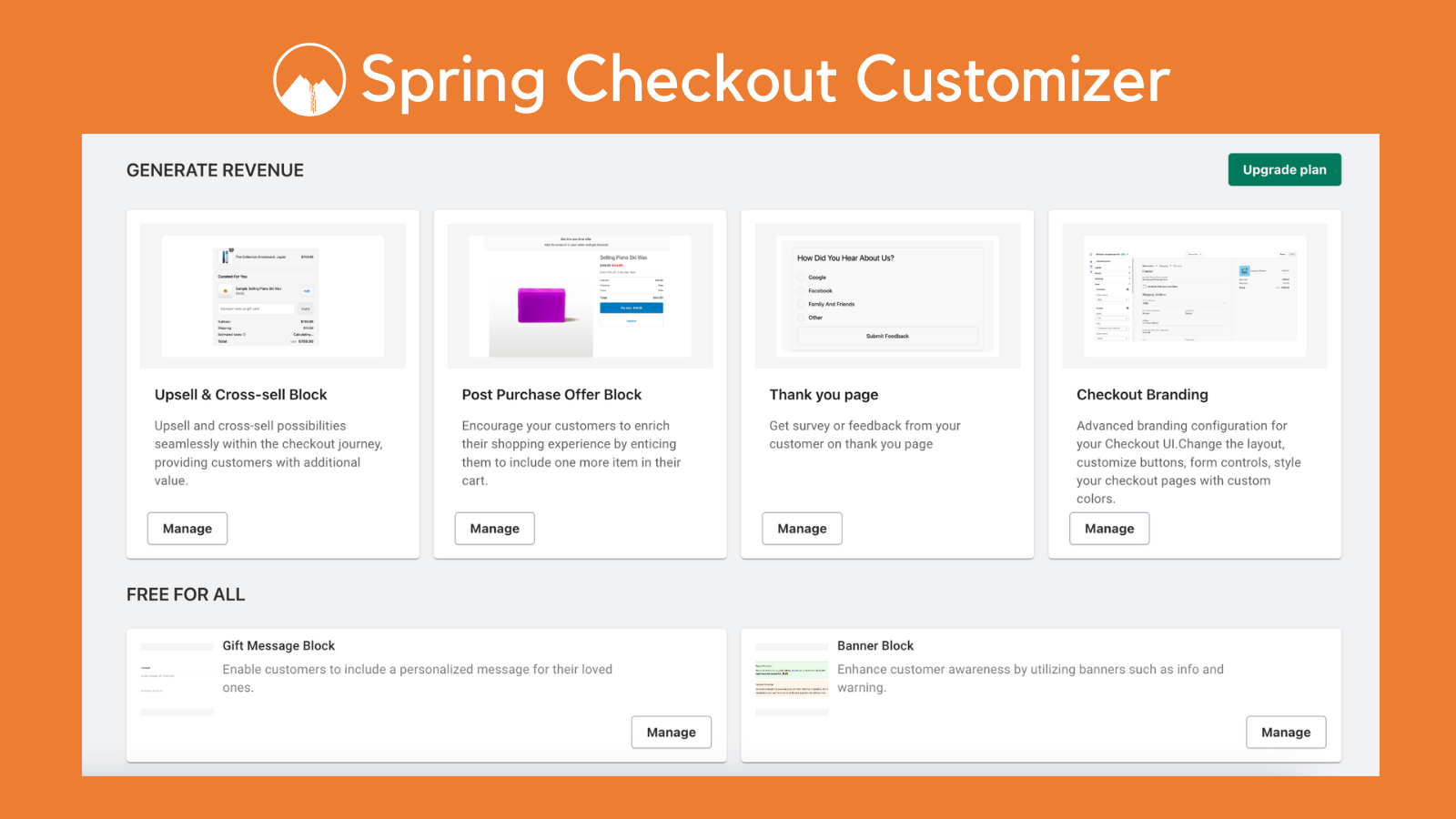 Spring Checkout Customizer Screenshot