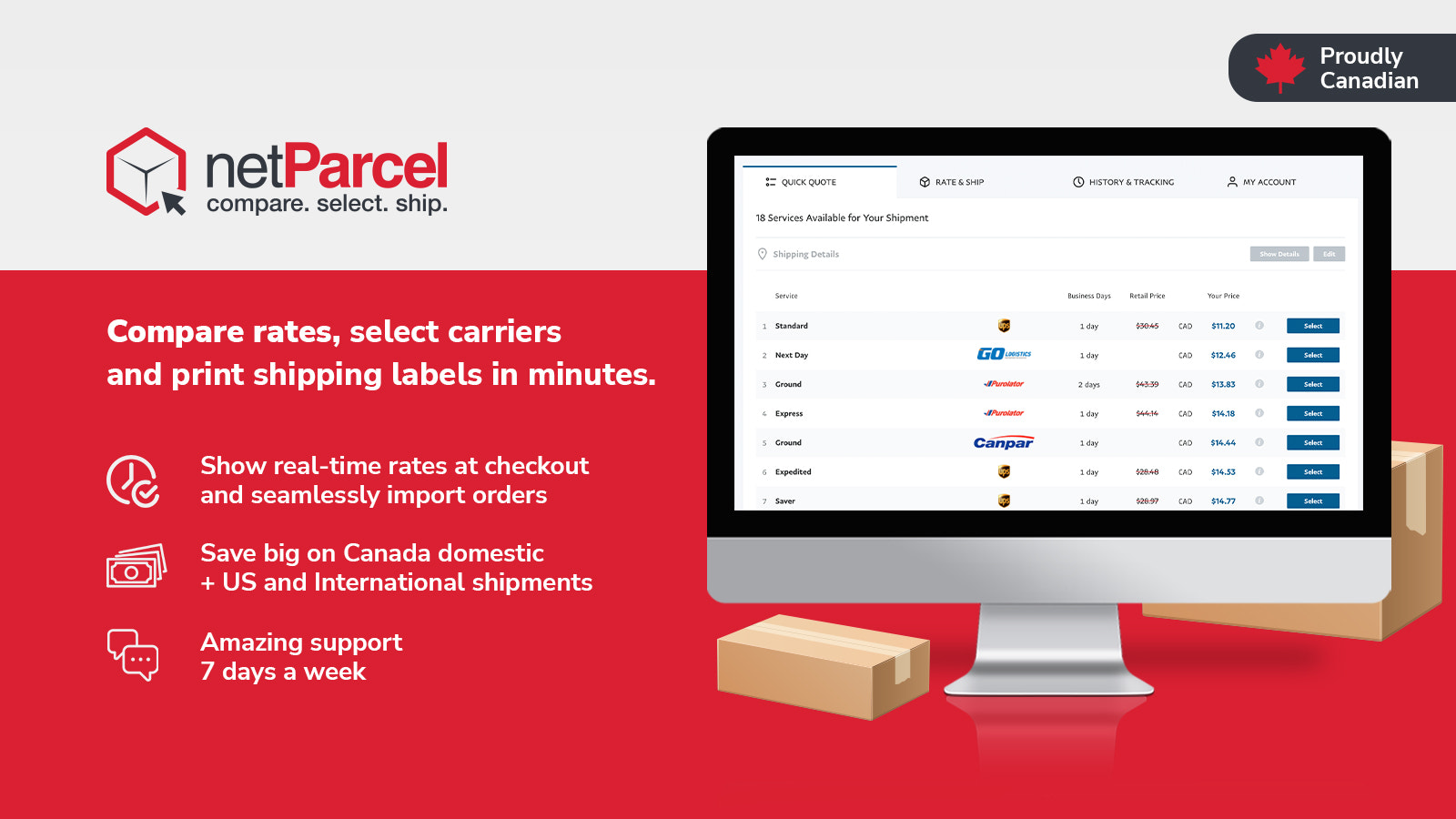 netParcel。比较，选择，发货。