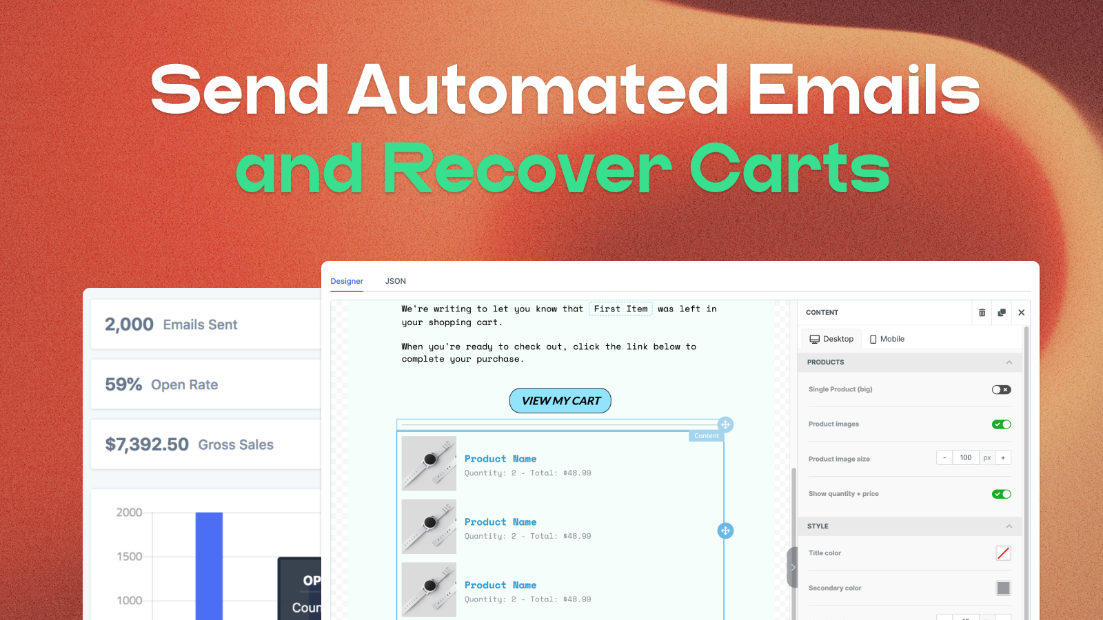 Sending automated emails and recover abandon carts
