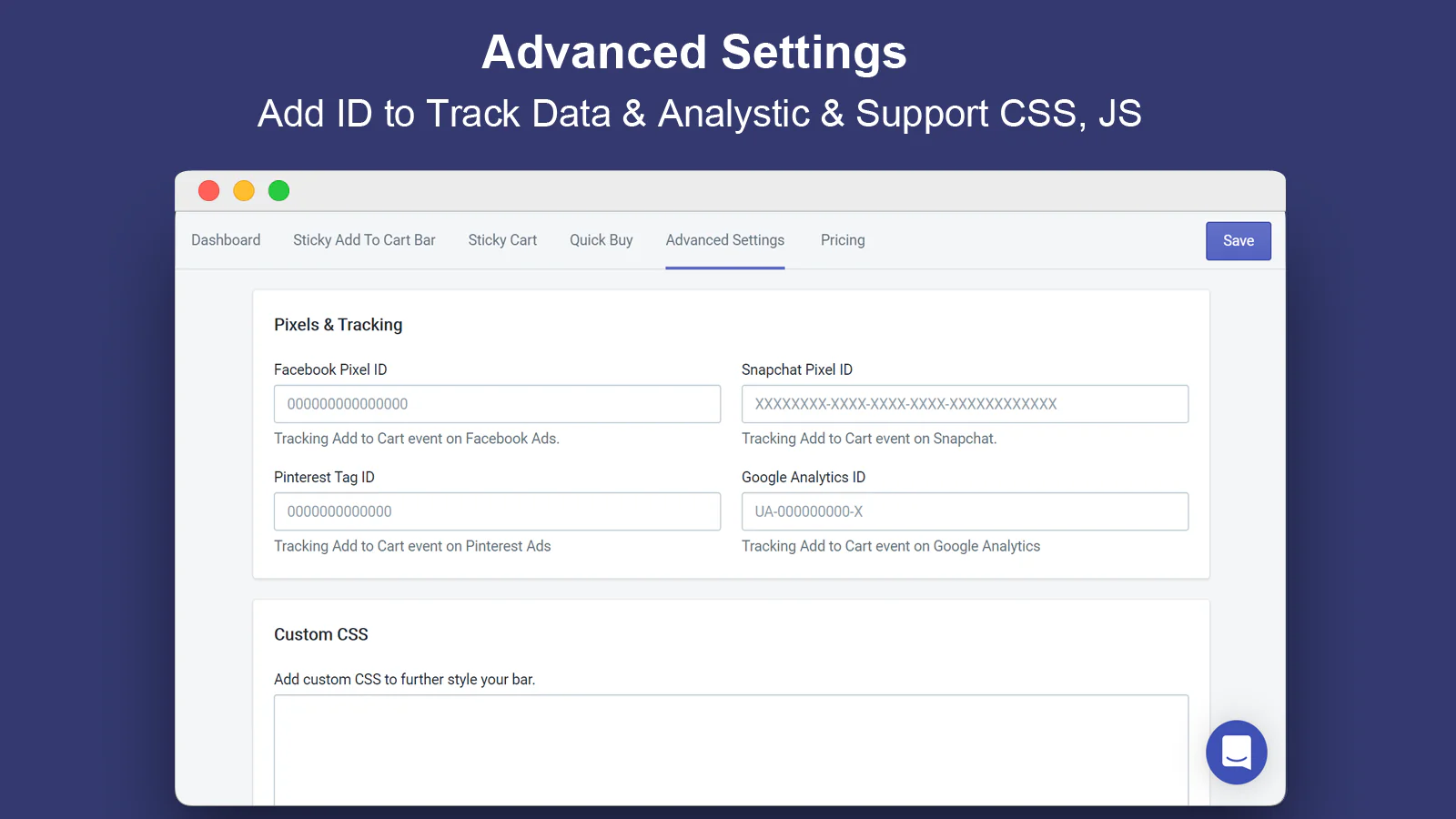 Add ID to Track Data & Analystic & Support CSS, JS