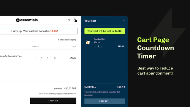 Cuenta regresiva de carrito de Shopify esencial para reducir el abandono del carrito