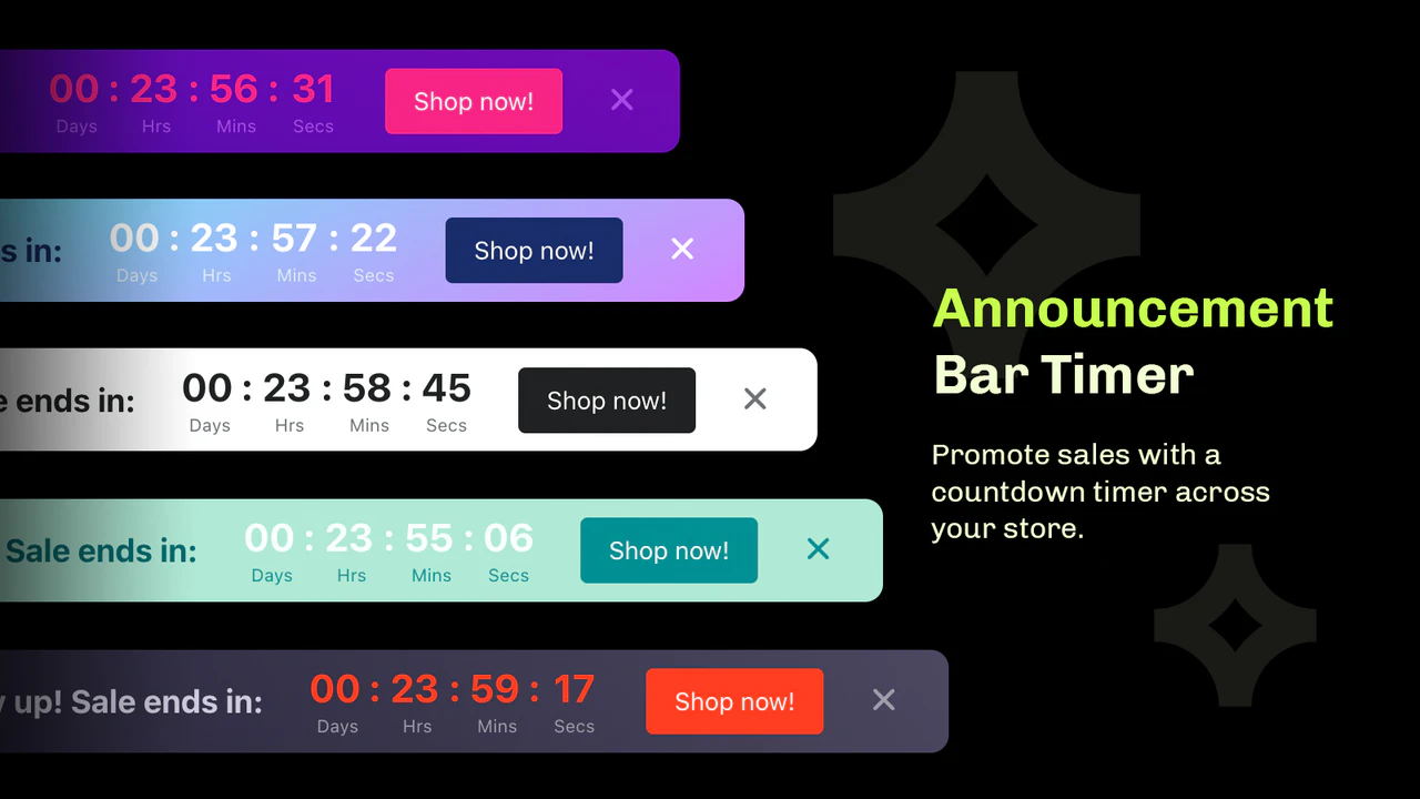 Essential Shopify afteltimer aankondigingsbalk banner