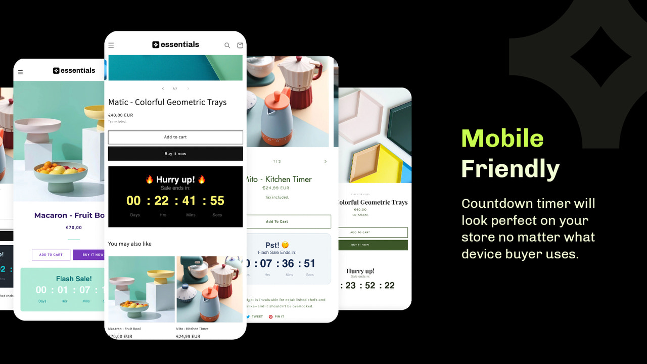 Mobilvenlig og responsiv Shopify nedtællingstimer bar