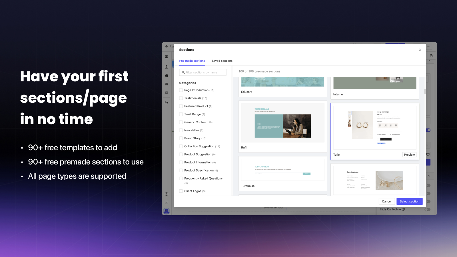 PageFly Landing Page Builder - Create your sections, landing, product, home, collection pages'