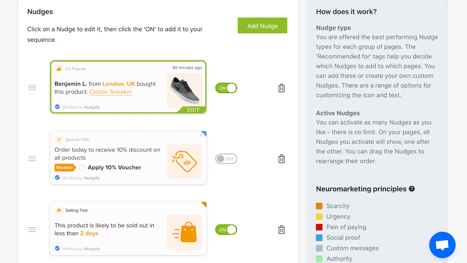 Social Proof & Urgentie Nudges - Variatie aan notificatietypes