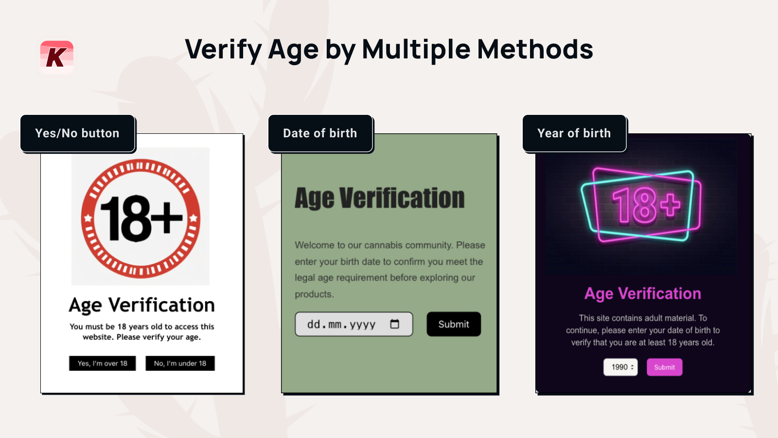 K: Age Verification Popup 18+ Screenshot