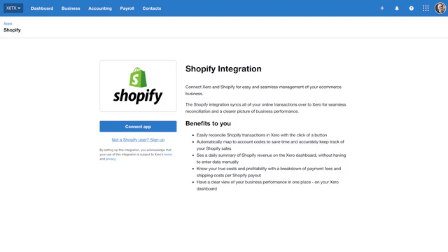 Conectar Xero y Shopify