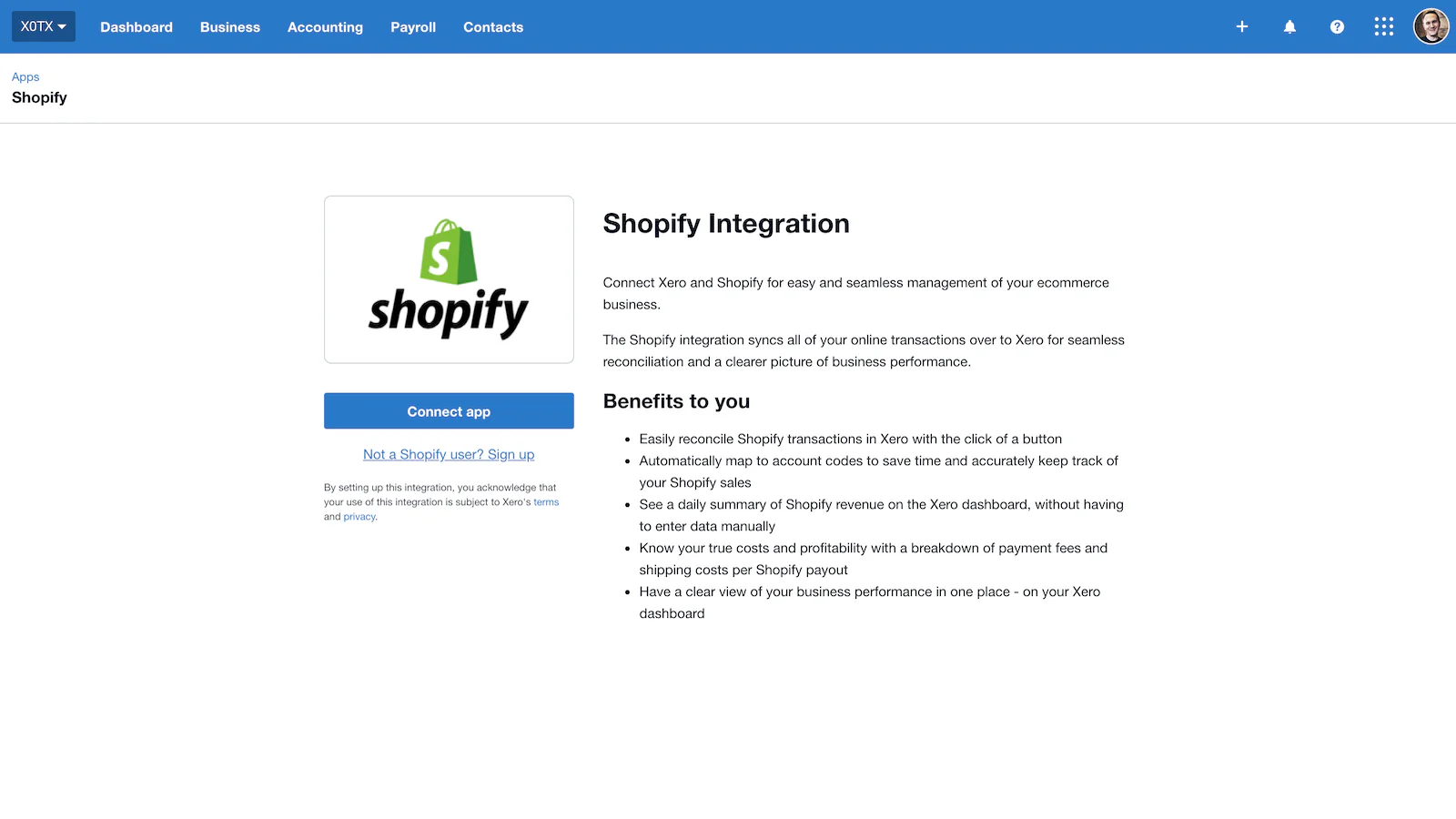 Verbinden Sie Xero und Shopify