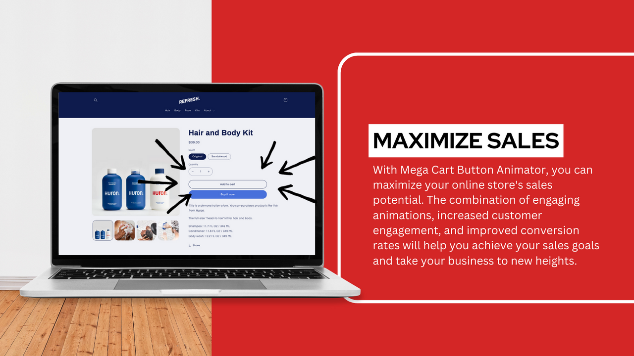 Maksimer salg - Mega Cart Button Animator af Mega Profit Apps