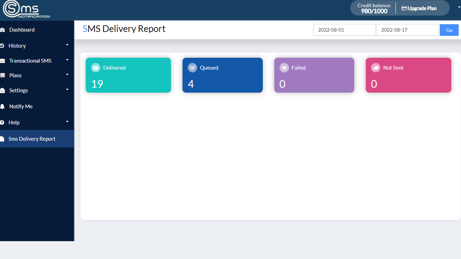 Rapport de livraison de SMS