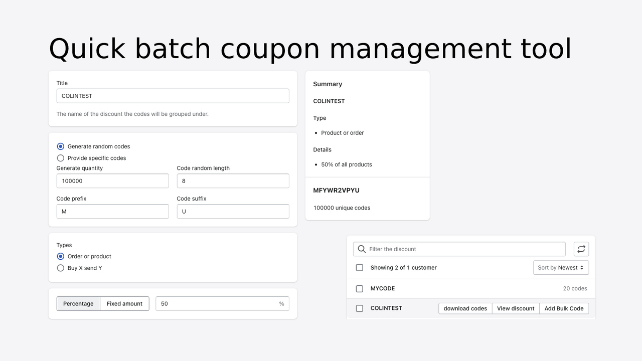 Quick batch coupon management tool