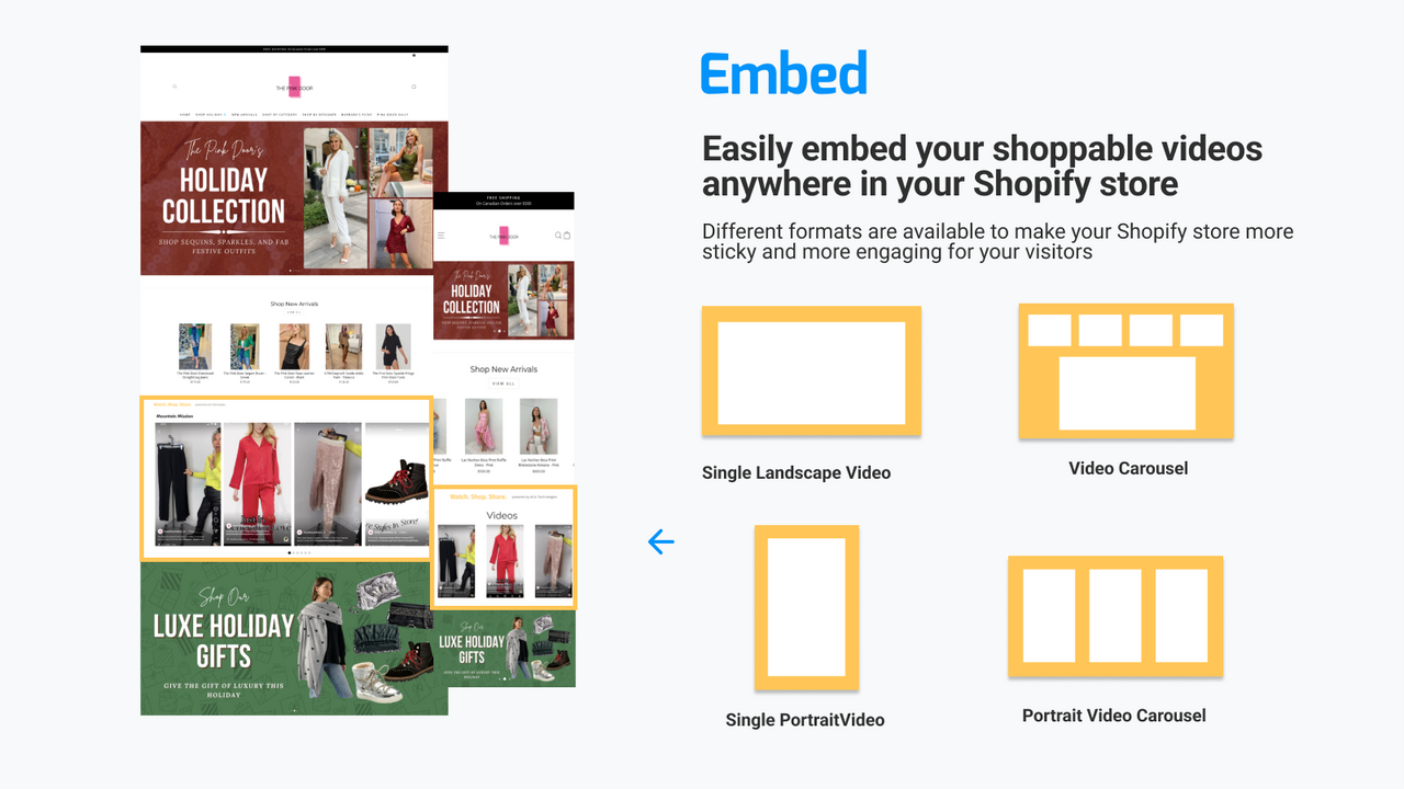 Nemt indlejre din shoppable video hvor som helst i din Shopify butik