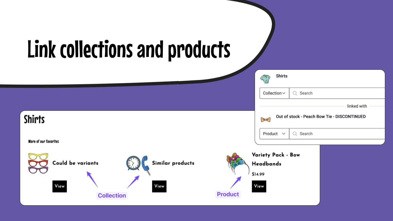 Vincule coleções e produtos