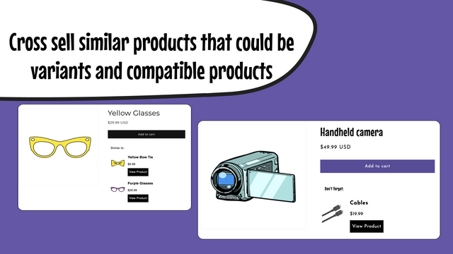 Cross sell similar products that could be variants or compatible