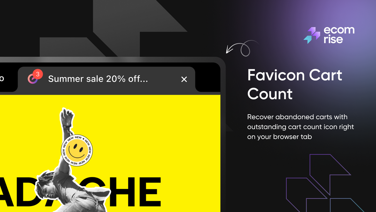 Favicon Cart Count to recover abandoned carts