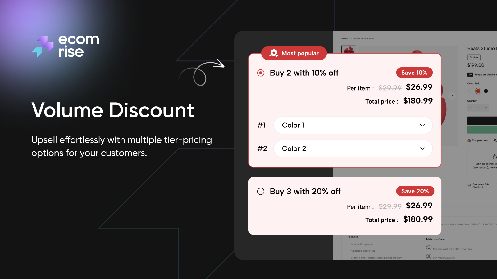 Exibir diferentes opções de preços para facilitar o upsell