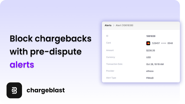 Détails du chargeback de chaque réseau de cartes. 